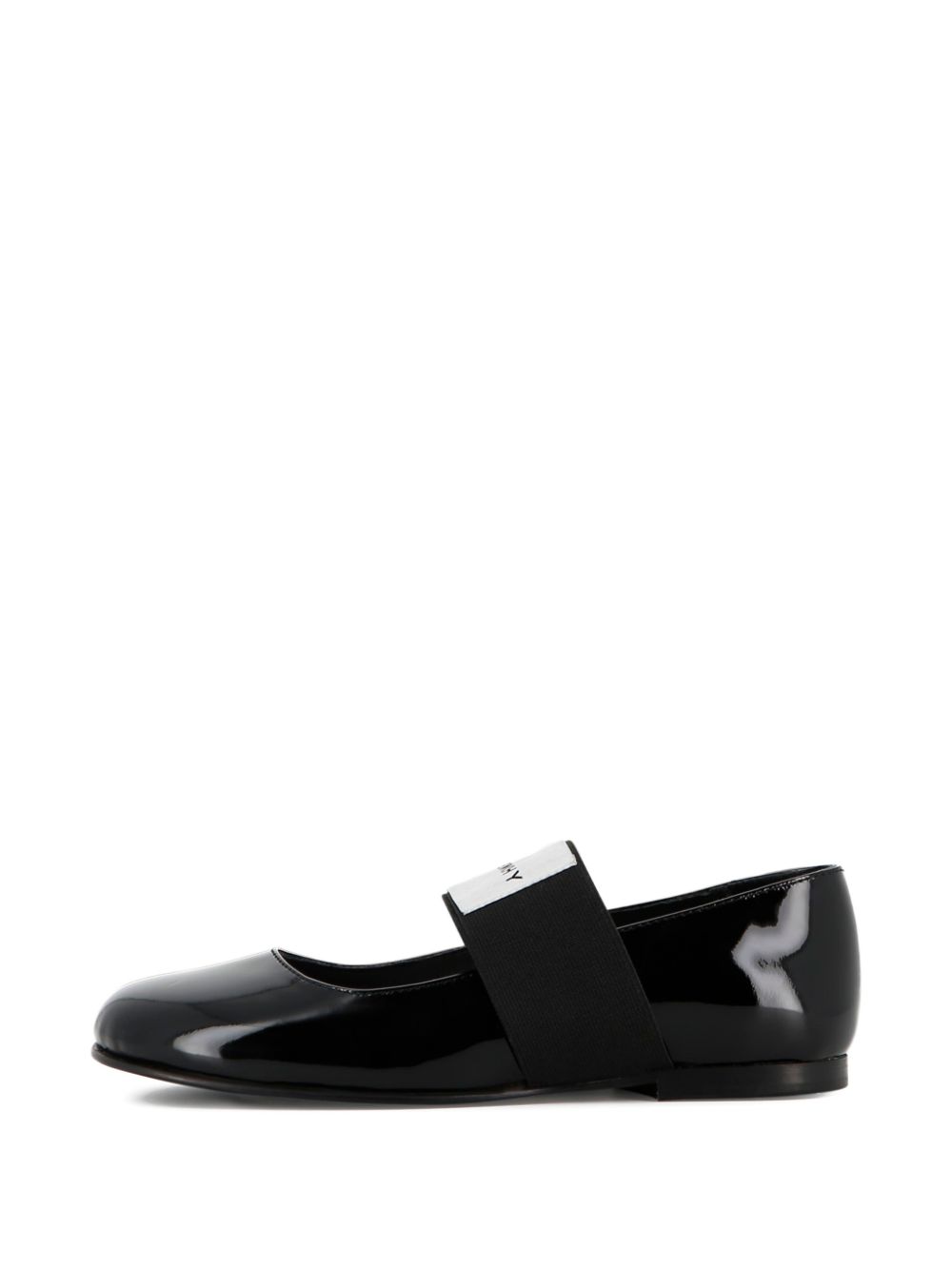 Ballerines in cow leather, varnished finish, lined in sheep leather, outsole in cow leather. Comfort secured by top elastico. Leather label sewn sul top elastico, givenchy logo printed. Made in portugal. Sold in shoes box. H31476 09B GIVENCHY KIDS 