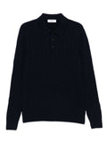 Polo a trecce in misto lana vergine blu