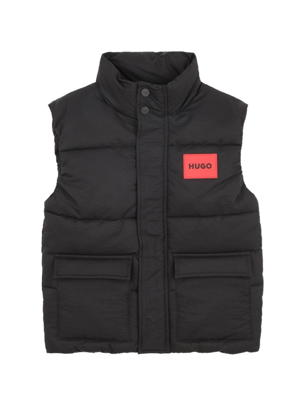 Senza maniche down jacket in 100% recycled polyamide, high collar, patch tasche con flap sul davanti, rubber badge con logo sul chest, zip chiusura con tab. G01180 09B HUGO KIDS 