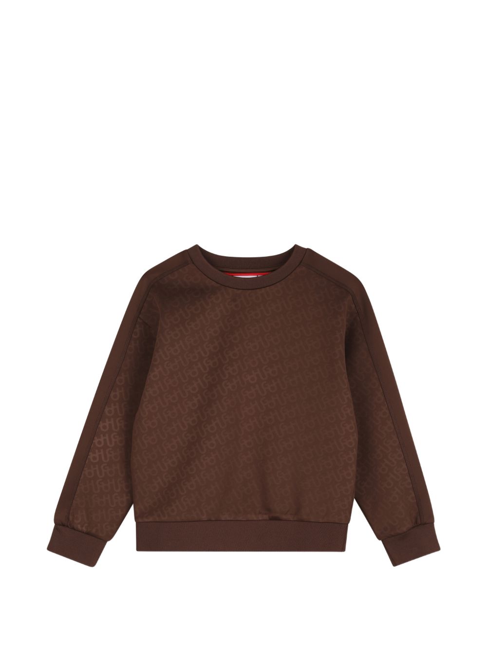 Round neck sweatshirt in polyester elastane, plain bands sul maniche, full embossed monogram con pantaloni g01210 G01229 33G HUGO KIDS 