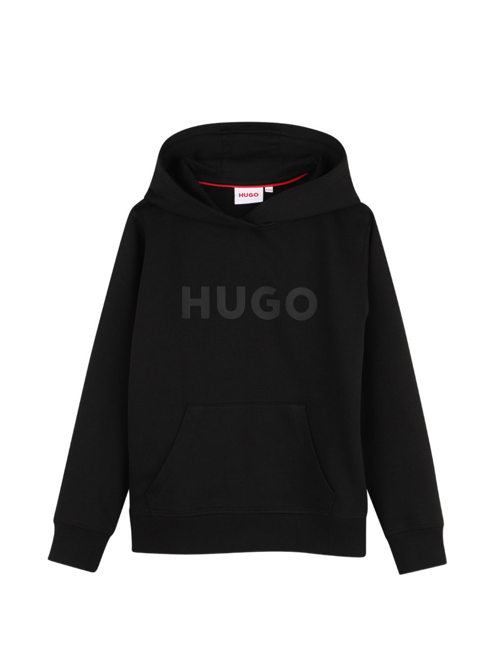 Con cappuccio sweatshirt in cotton e polyester fleece, embossed logo printed sul davanti, elastico polsini e fondo, kangaroo tasca sul davanti. Vestibilità regolare G01231 09B HUGO KIDS 