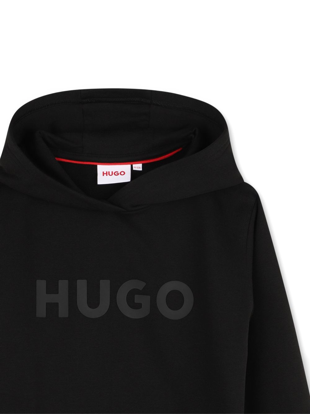 Con cappuccio sweatshirt in cotton e polyester fleece, embossed logo printed sul davanti, elastico polsini e fondo, kangaroo tasca sul davanti. Vestibilità regolare G01231 09B HUGO KIDS 