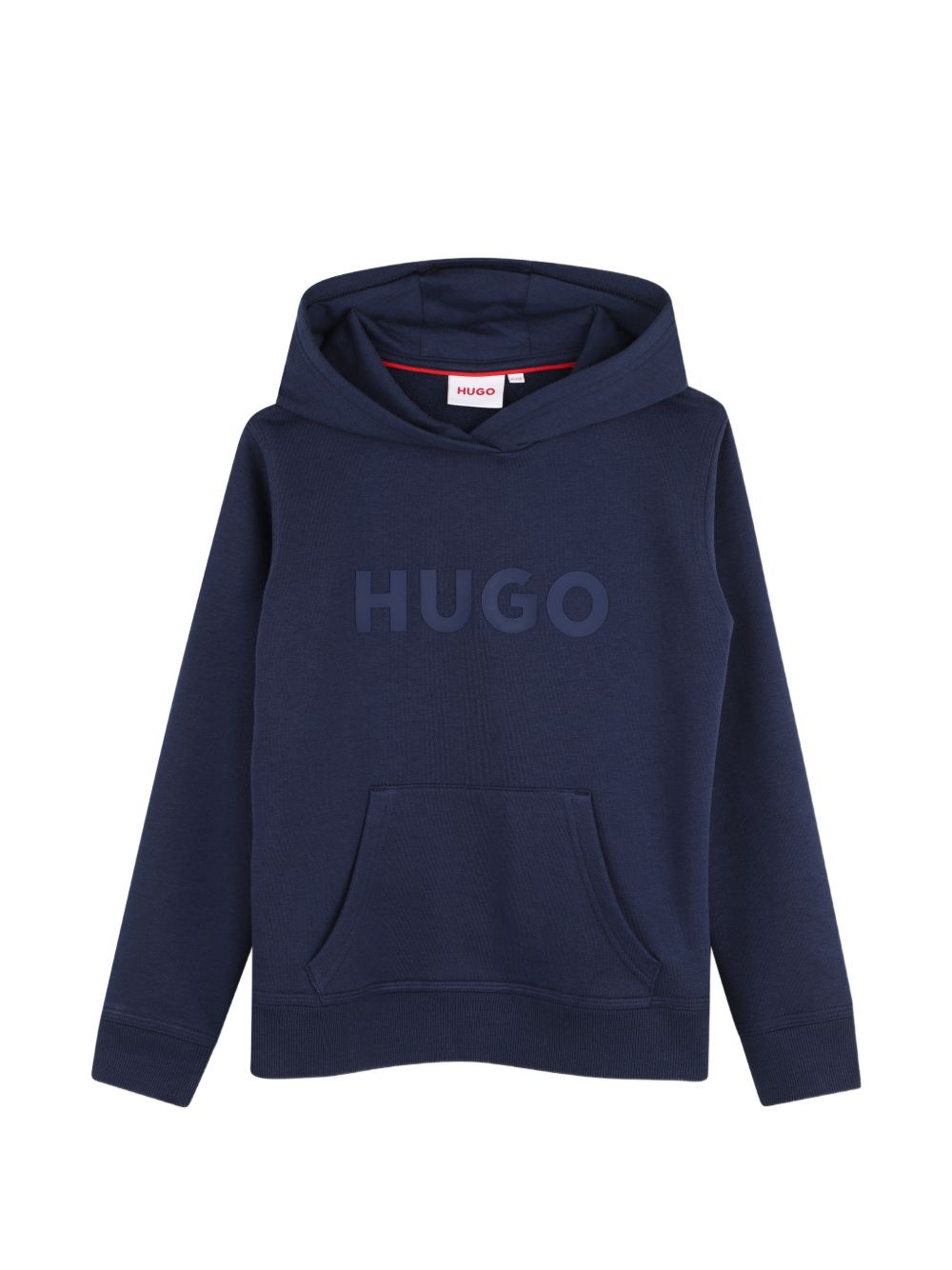 Con cappuccio sweatshirt in cotton e polyester fleece, embossed logo printed sul davanti, elastico polsini e fondo, kangaroo tasca sul davanti. Vestibilità regolare G01231 85C HUGO KIDS 