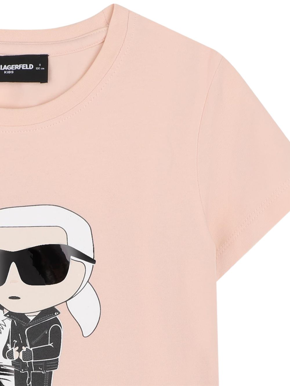 Maniche corte t-shirt in jersey in jersey containing organic cotton. Choupette e karl/choupette illustrazione con effetto metallizzato ink. Branded illustrazione karl lagerfeld sul retro. Z31308 471 KARL LAGERFELD KIDS 