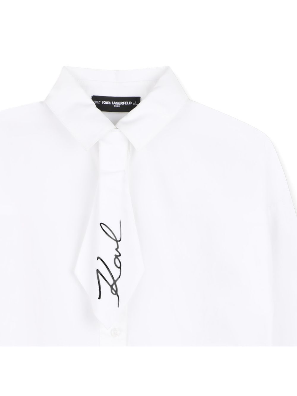 Long-maniche shirt in cotton poplin. Buttoned opening sul davanti. Loose maniche. Removable tie con karl signature illustrazione. Mini me. Z31316 10P KARL LAGERFELD KIDS 
