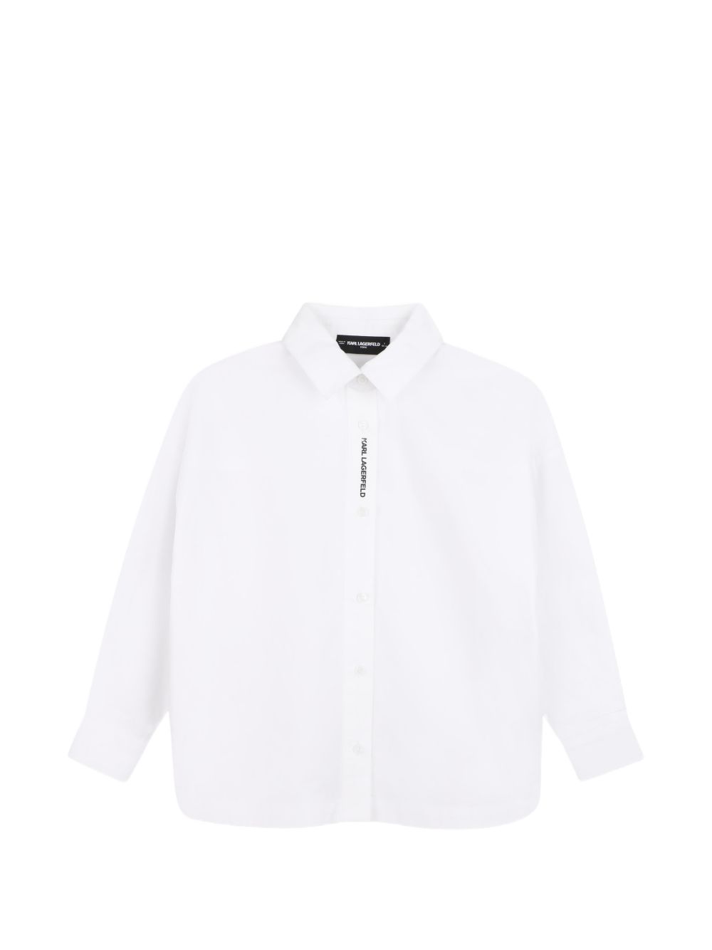 Long-maniche shirt in cotton poplin. Buttoned opening sul davanti. Loose maniche. Removable tie con karl signature illustrazione. Mini me. Z31316 10P KARL LAGERFELD KIDS 
