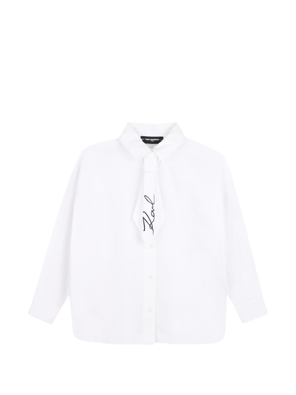 Long-maniche shirt in cotton poplin. Buttoned opening sul davanti. Loose maniche. Removable tie con karl signature illustrazione. Mini me. Z31316 10P KARL LAGERFELD KIDS 
