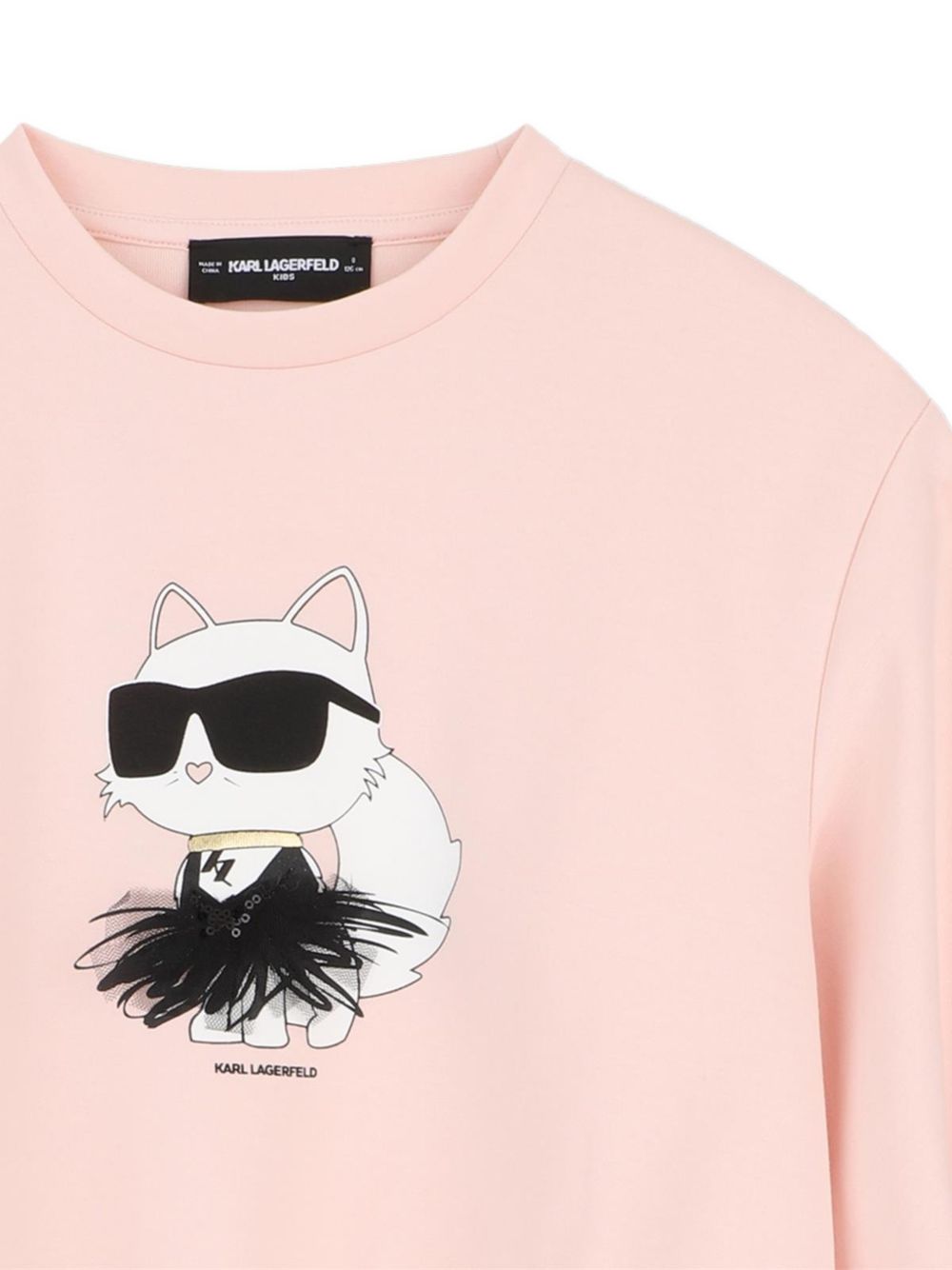Double jersey sweatshirt. Choupette illustrazione sul davanti con tulle detailing e karl lagerfeld logo illustrazione sul retro. Z31318 471 KARL LAGERFELD KIDS 