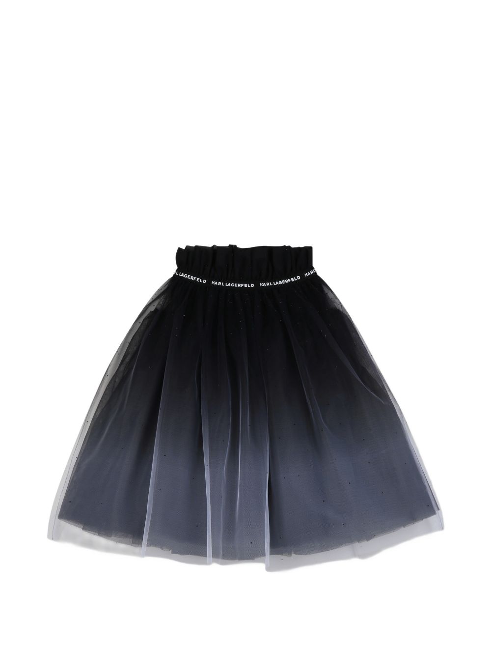 Ceremony gonna in gradient tulle, lined con viscose twill. Small elastico band con karl lagerfeld logo al vita. Strass sul davanti e retro. Z31347 N50 KARL LAGERFELD KIDS 