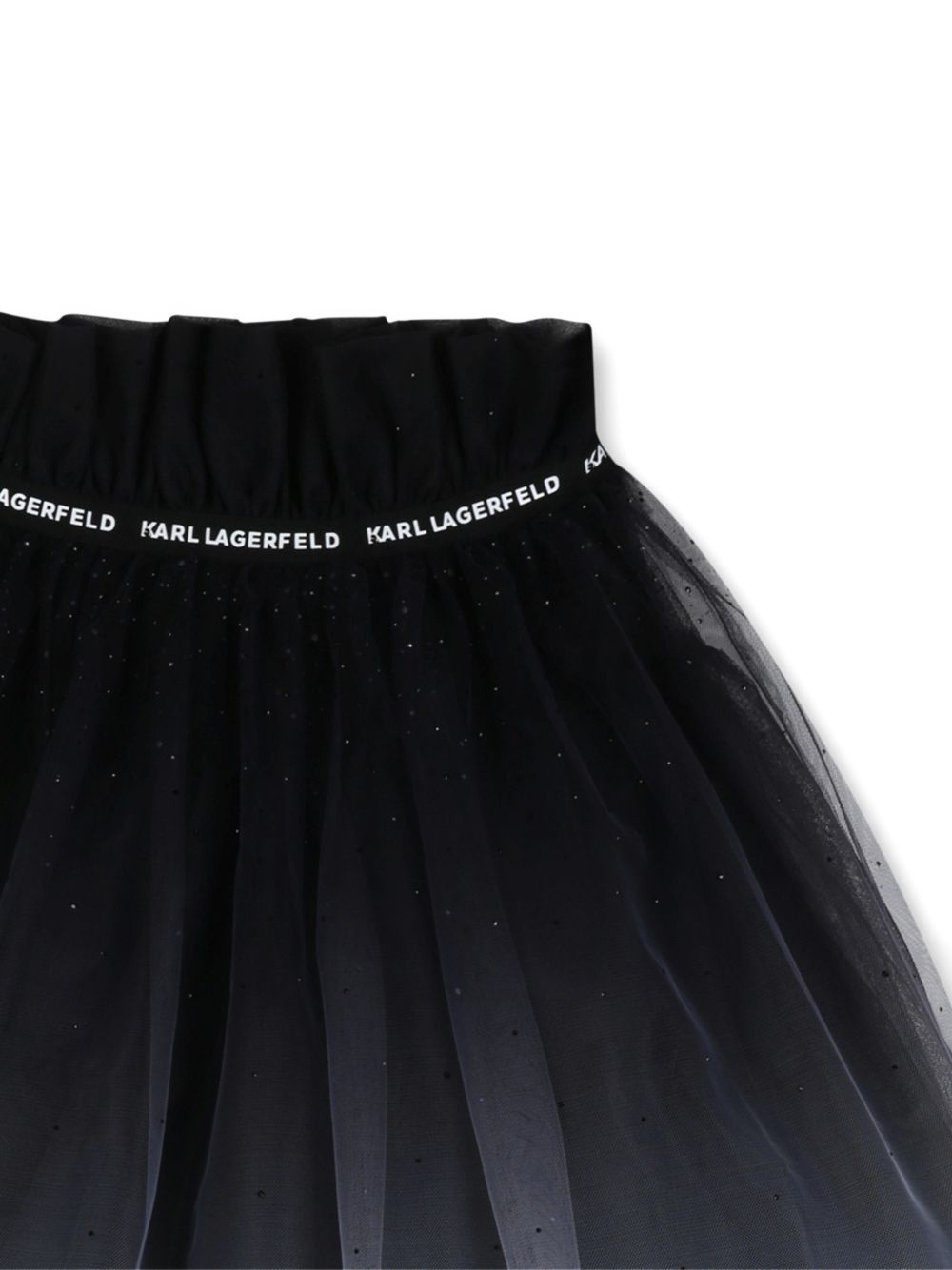 Ceremony gonna in gradient tulle, lined con viscose twill. Small elastico band con karl lagerfeld logo al vita. Strass sul davanti e retro. Z31347 N50 KARL LAGERFELD KIDS 