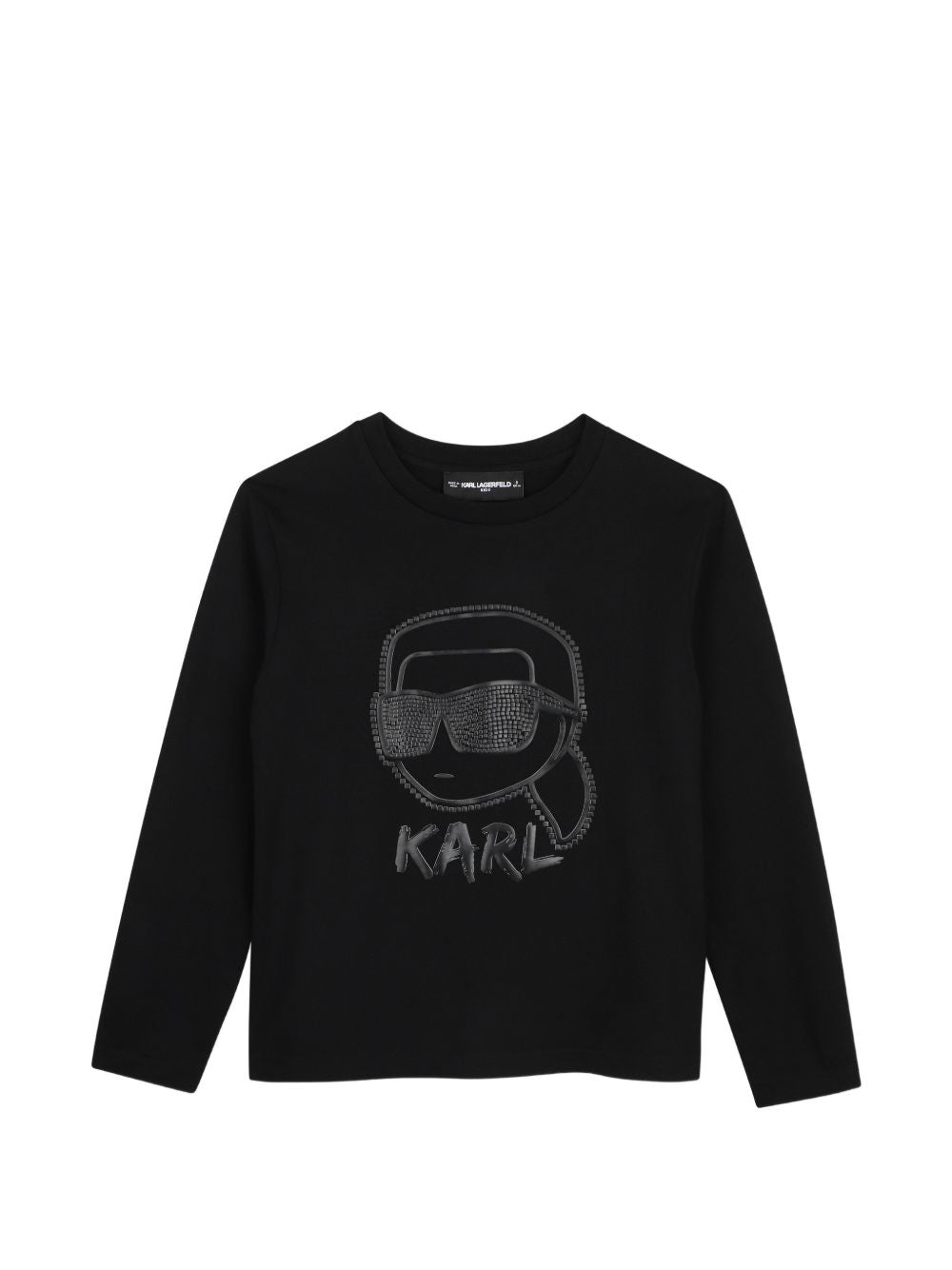 Long-maniche jersey t-shirt in organic cotton jersey. Karl head illustrazione sul davanti con 3d effect e karl lagerfeld logo illustrazione sul retro. Z31360 09B KARL LAGERFELD KIDS 