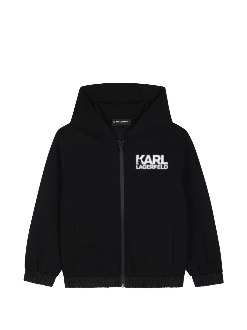 Con cappuccio cardigan in double jersey. Zip chiusura. Side tasche. Polyamide fabric al base e polsini. Karl lagerfeld logo in rubber sul chest e retro. Z31377 09B KARL LAGERFELD KIDS 