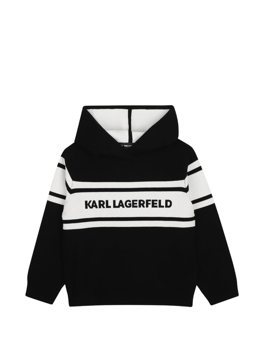 Con cappuccio felpa in viscose polyamide. Karl lagerfeld logo intarsia sul davanti. Cappuccio con all-over kl monogram knitting. Z31381 09B KARL LAGERFELD KIDS 