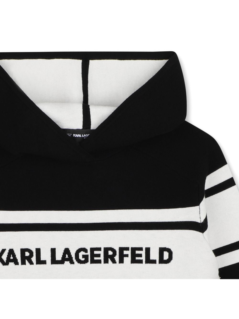 Con cappuccio felpa in viscose polyamide. Karl lagerfeld logo intarsia sul davanti. Cappuccio con all-over kl monogram knitting. Z31381 09B KARL LAGERFELD KIDS 
