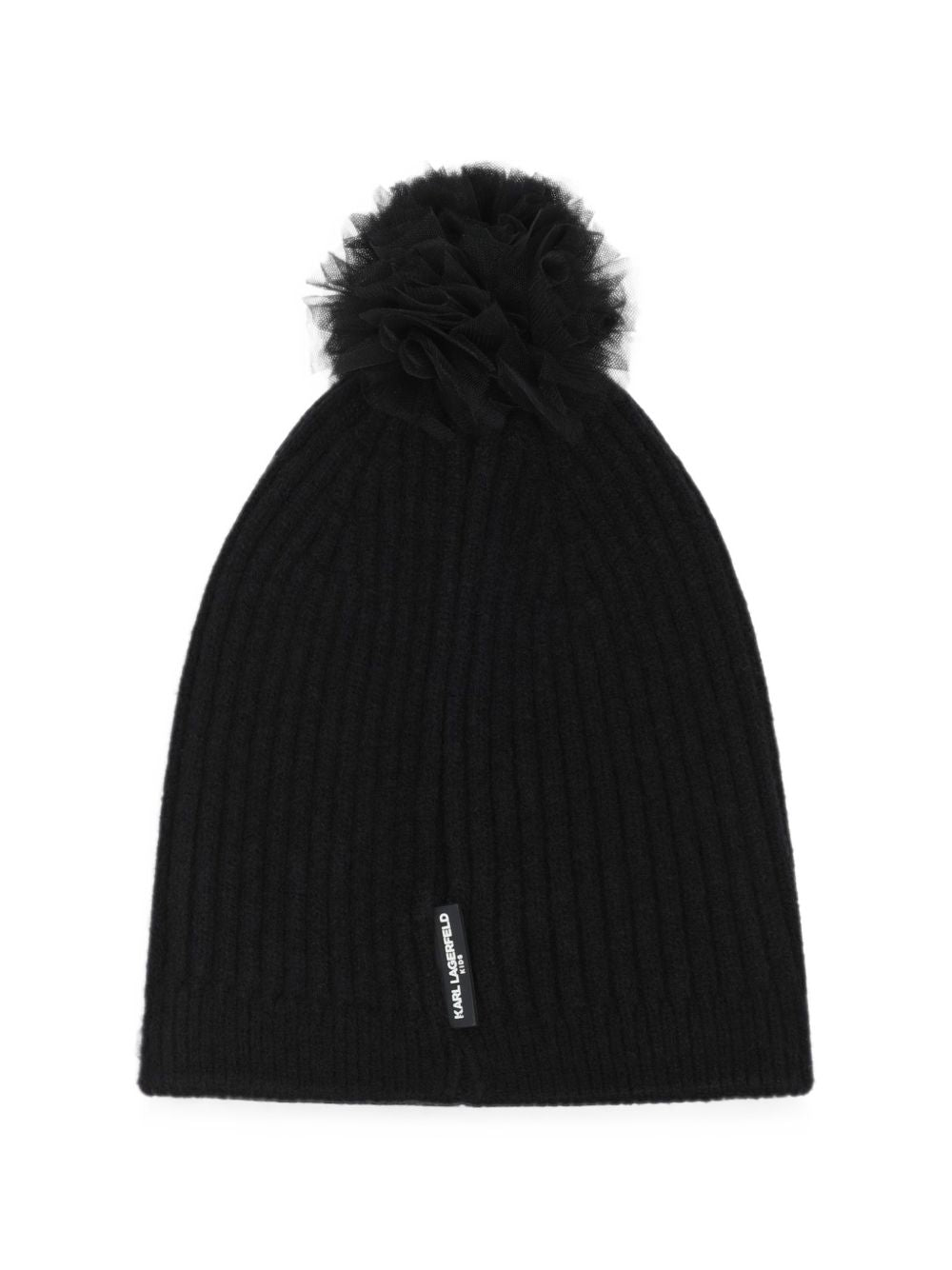 Knit beanie in double layer. Pompom in mesh e choupette badge. Rubber branded label on side. (pc/pa/pl) Z31425 09B KARL LAGERFELD KIDS 