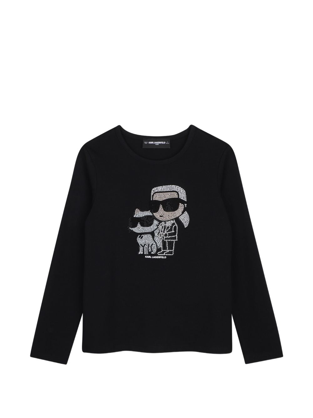 Long-maniche jersey t-shirt con cotton coming from organic farming. Karl/choupette illustrazione con strass on davanti. Karl lagerfeld logo illustrazione sul retro. Mini me Z31463 09B KARL LAGERFELD KIDS 