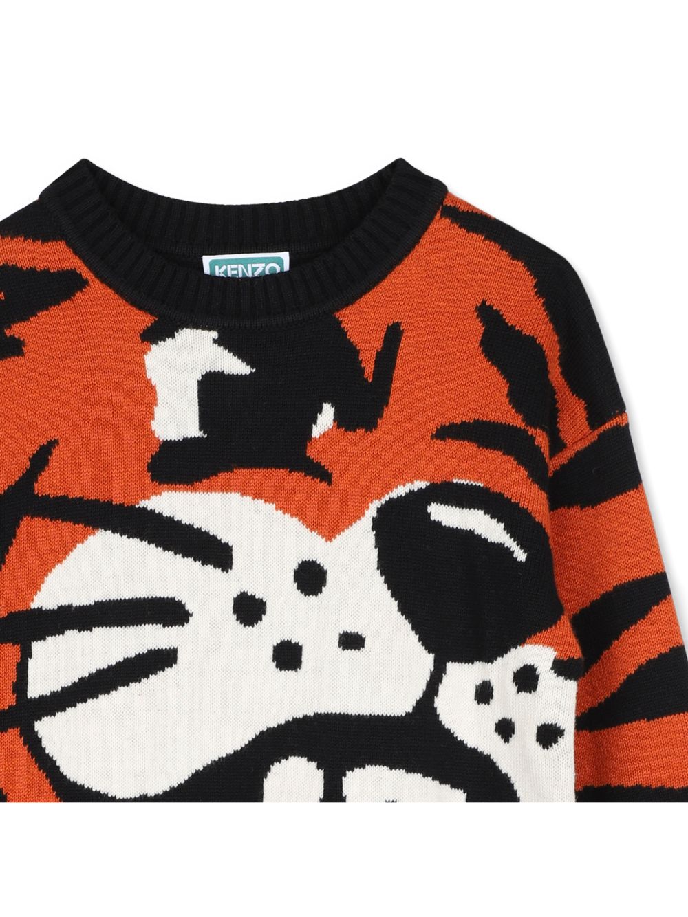 Maglione in maglia (79% cotton / 10% viscose / 7% polyamide / 4% wool), jacquard all-over e branded ricamo sul lower manica. K61939 E10 KENZO KIDS 