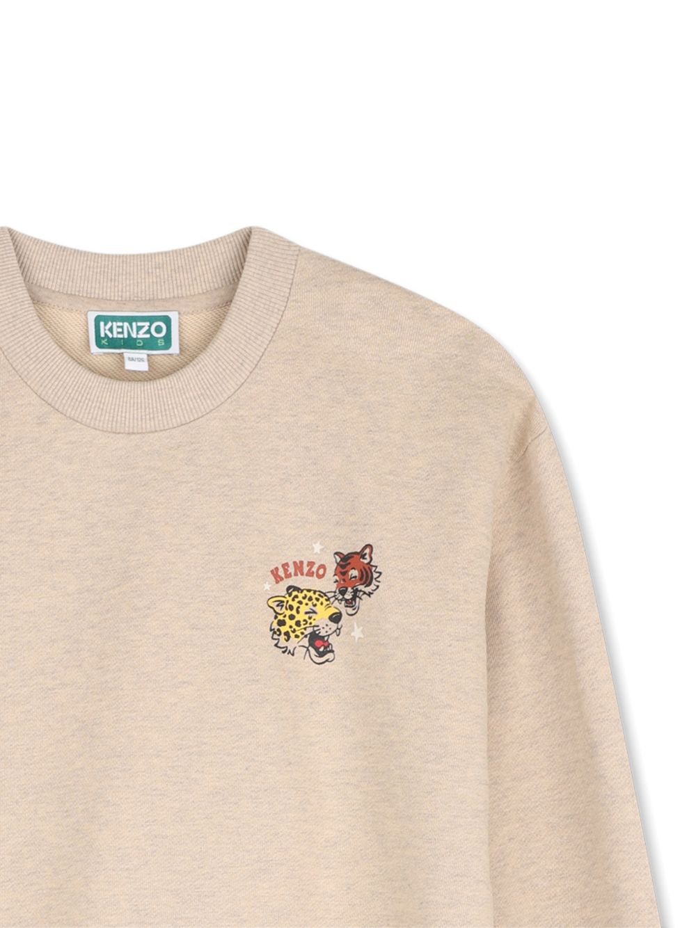 Sweatshirt in unbrushed fleece (98% cotton, 2% polyester), branded stampa on chest e nel retro. Removable tiger paw-shaped mittens con snap fastener. K61958 230 KENZO KIDS 