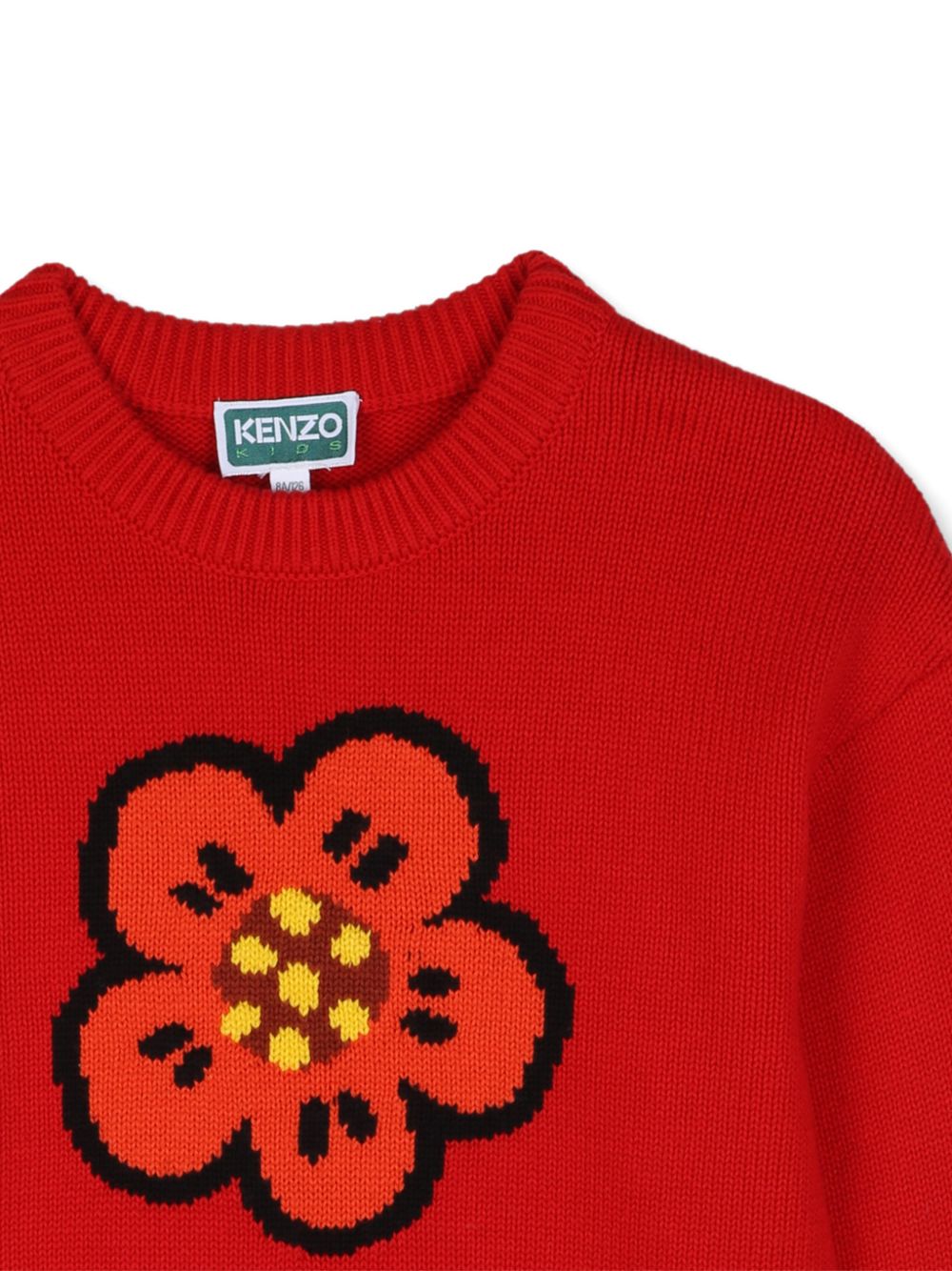Maglione in maglia (79% cotton, 10% viscose, 7% polyamide, 4% wool), branded jacquard illustrazione on davanti. K62007 990 KENZO KIDS 