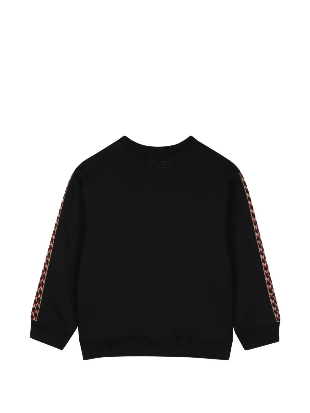 Cotton from organic farming cotone garzato crewneck sweatshirt, tone-on-tone ribbed edges, curb braiding applied to sides of maniche. Tone-on-tone lanvin logos ricamato sul retro as a label e in a contrasto ricamo sul davanti. N30401 09B LANVIN KIDS 