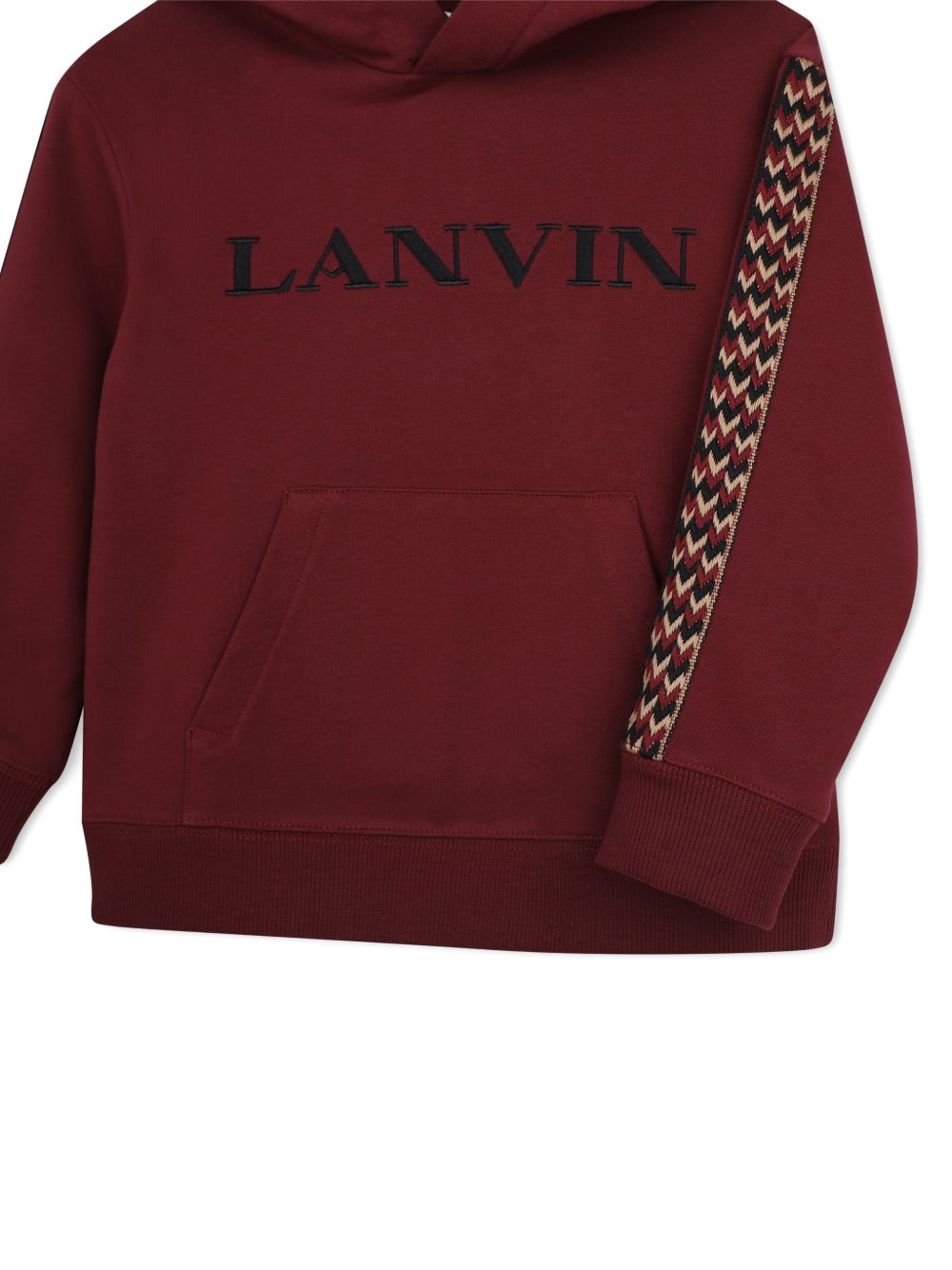 Cotton from organic farming cotone garzato con cappuccio sweatshirt, cappuccio lined in jersey. Curb braiding applied to side of maniche e inside cappuccio. Tone-on-tone lanvin brand ricamo sul retro of cappuccio like a label e in a contrasto color s N30423 955 LANVIN KIDS 