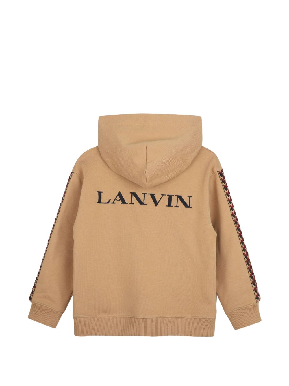 Cotton from organic farming cotone garzato con cappuccio cardigan, cappuccio lined in jersey. Curb braid applied to side of maniche e inside cappuccio. Tone-on-tone lanvin brand ricamo sul davanti e in a contrasto color sul retro. N30424 276 LANVIN KIDS 