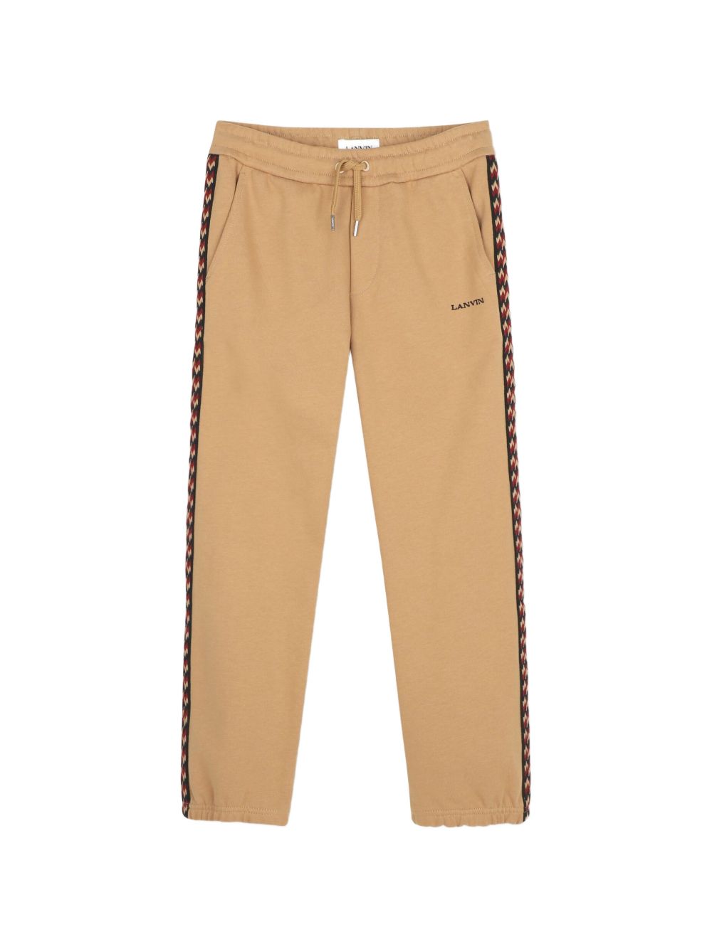 Cotton from organic farming cotone garzato pantaloni, vita elastica con coulisse embellished con branded silver metal ends, curb braid applied on legs, tonal lanvin brand ricamo sul retro e in a contrasto color sul davanti. N30425 276 LANVIN KIDS 