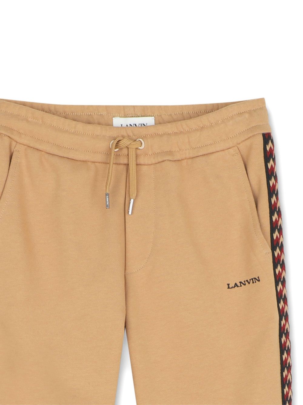 Cotton from organic farming cotone garzato pantaloni, vita elastica con coulisse embellished con branded silver metal ends, curb braid applied on legs, tonal lanvin brand ricamo sul retro e in a contrasto color sul davanti. N30425 276 LANVIN KIDS 