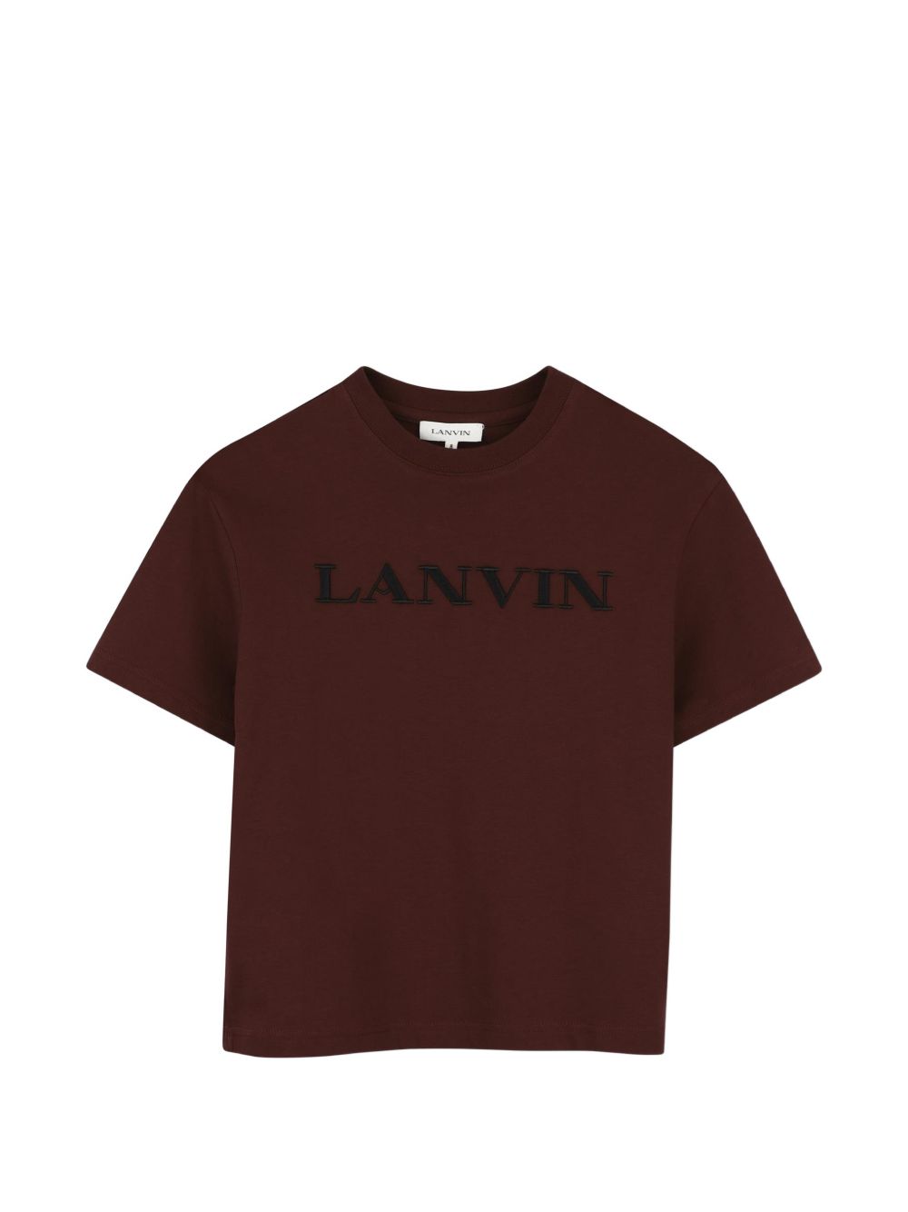 Cotton from organic farming jersey t-shirt, tone-on-tone ribbed scollo, lanvin brand ricamo sul davanti. N30426 955 LANVIN KIDS 