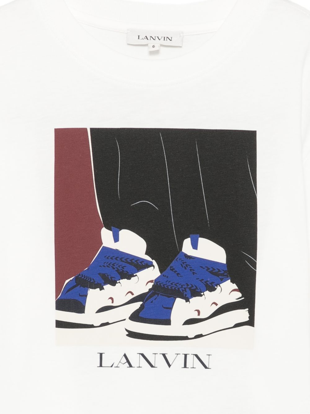 Cotton from organic farming jersey t-shirt con tone-on-tone ribbed scollo. Illustrazione fantasia inspired by curb basket, con lanvin logo sul davanti. N30427 117 LANVIN KIDS 