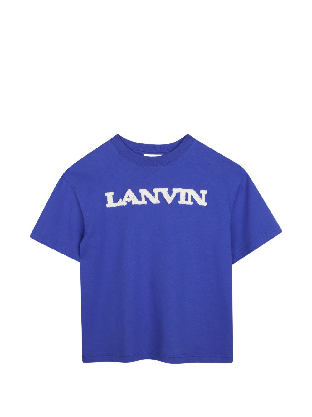 Cotton from organic farming jersey t-shirt, tone-on-tone ribbed scollo, lanvin brand bouclette ricamo sul davanti. Ricamo inspired by adult collection. N30432 80A LANVIN KIDS 