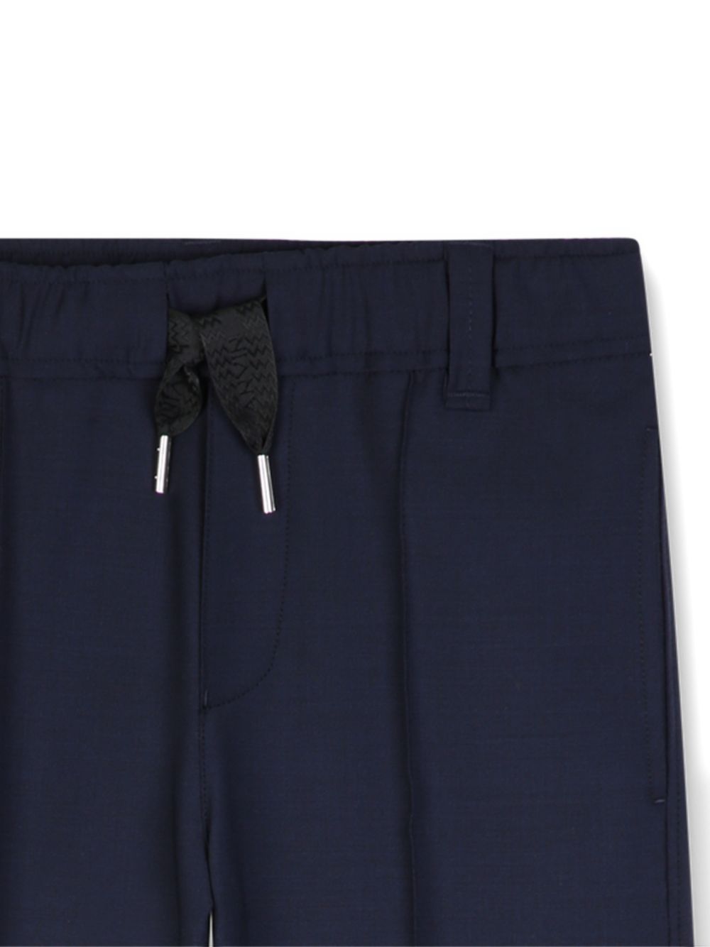 Dry wool neo suit ceremony pantaloni, vita elastica con cintura loops, vita elastica con branded coulisse embellished con branded silver metal ends, pintuck pleat on legs, side entry tasche on davanti, on retro, asymmetric tasche on retro: piped tasc N30441 868 LANVIN KIDS 