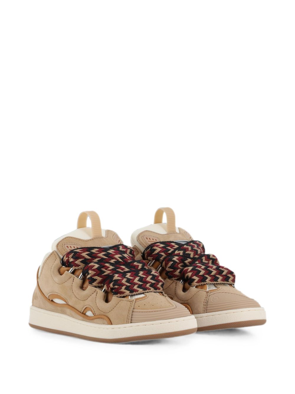 Low-top trainers in goat leather sul sides e sheep leather sul davanti, padded tongue con lanvin label, textile fodera, cow leather insole, rubber sole con logo, pair of flat laces con chevron pattern e stitched finish. Sold in a branded shoe box con N30458 P51 LANVIN KIDS 