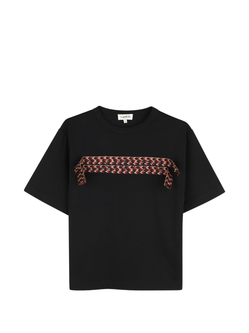 Cotton from organic farming jersey t-shirt. Lanvin ricamo applied to curb braids sul davanti. Style from adult collection. N30480 09B LANVIN KIDS 