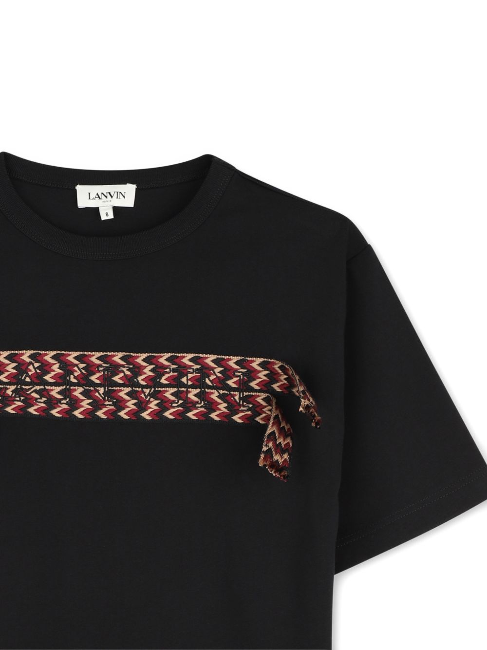 Cotton from organic farming jersey t-shirt. Lanvin ricamo applied to curb braids sul davanti. Style from adult collection. N30480 09B LANVIN KIDS 