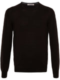Maglia girocollo in lana vergine marrone