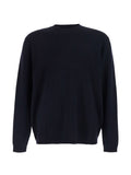 Maglia girocollo in lana vergine blu scuro