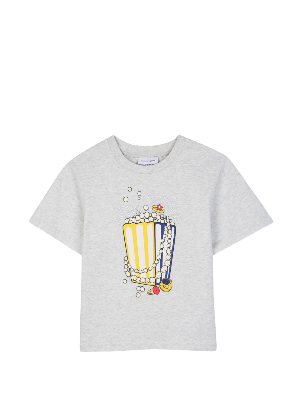 Heathered jersey t-shirt con a marc jacobs-branded popcorn illustrazione sul davanti, embellished con pearl-like borchie. W60996 A18 MARC JACOBS KIDS 