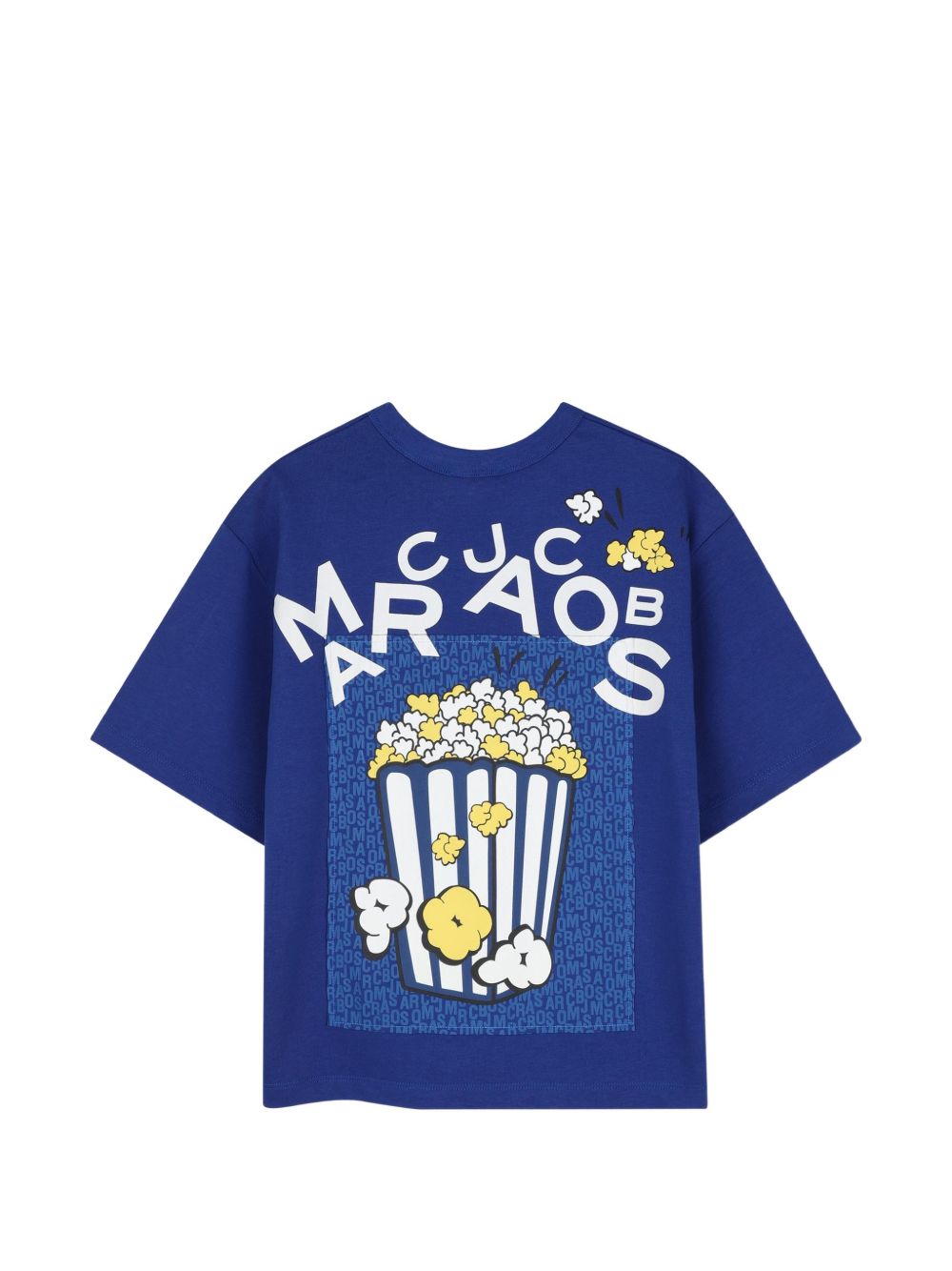 Heavy organic cotton jersey t-shirt con a marc jacobs illustrazione sul davanti e a popcorn illustrazione sul retro, printed on a cotton poplin insert featuring 'monogram' stampa. W61030 841 MARC JACOBS KIDS 