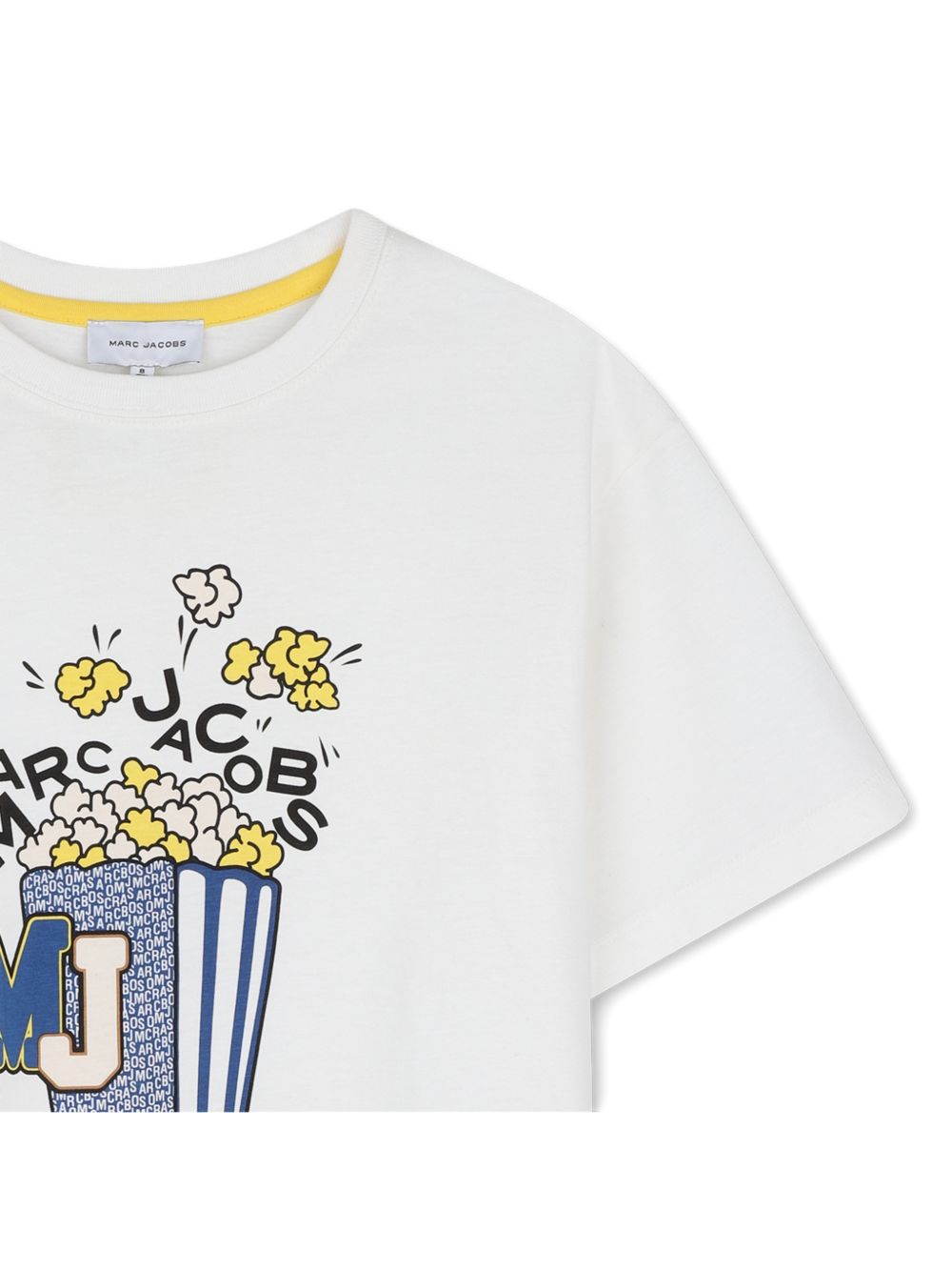 Organic cotton jersey t-shirt con a marc jacobs popcorn illustrazione sul davanti e a woven marc jacobs label sul retro. W61031 126 MARC JACOBS KIDS 