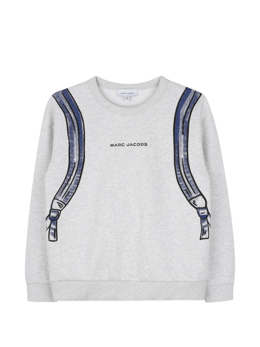 Heathered cotone garzato sweatshirt, trompe l'oeil backpack stampa sul davanti e al retro, marc jacobs illustrazione sul davanti. W61036 A18 MARC JACOBS KIDS 
