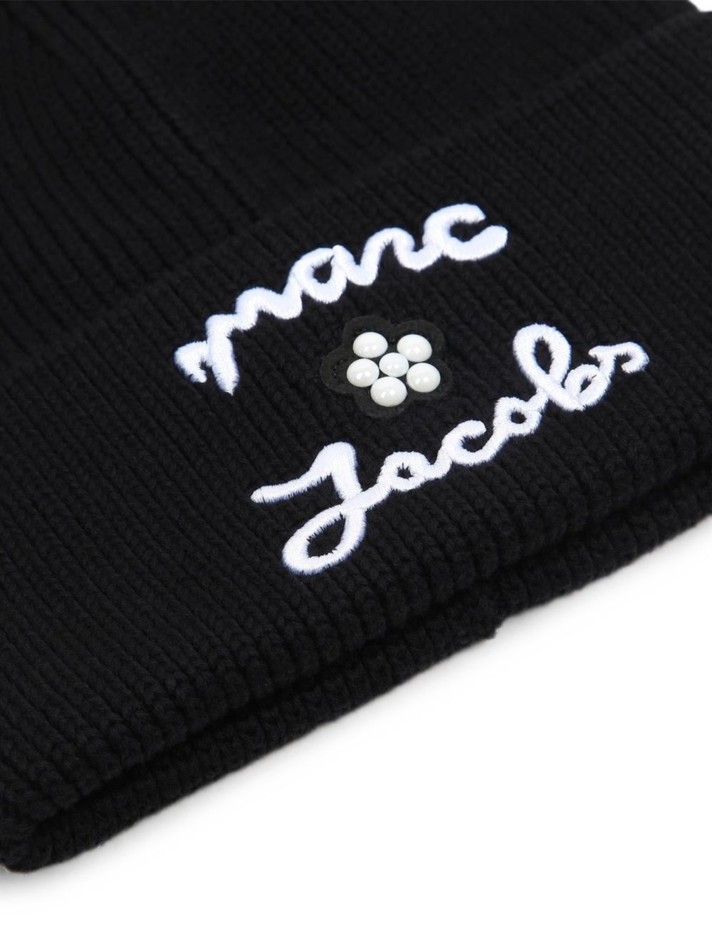 Knit cotton beanie con ricamo e lucido borchie. W61087 09B MARC JACOBS KIDS 