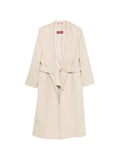 Cappotto con cintura in lana vergine crema