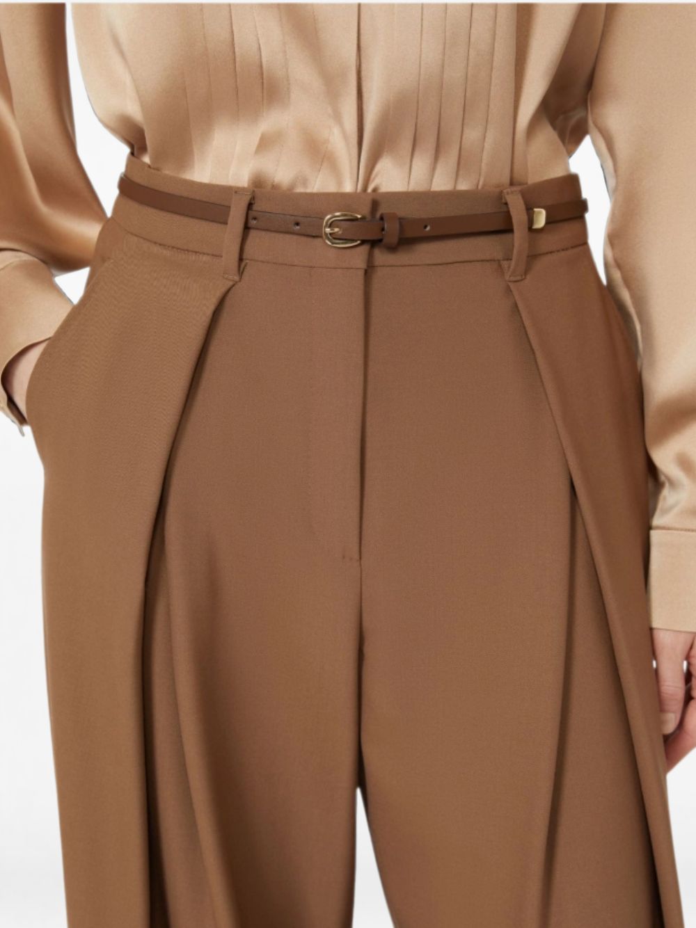 Pantalone lungo in lana vergine Cuoio 2626136052600 020 MAX MARA STUDIO 
