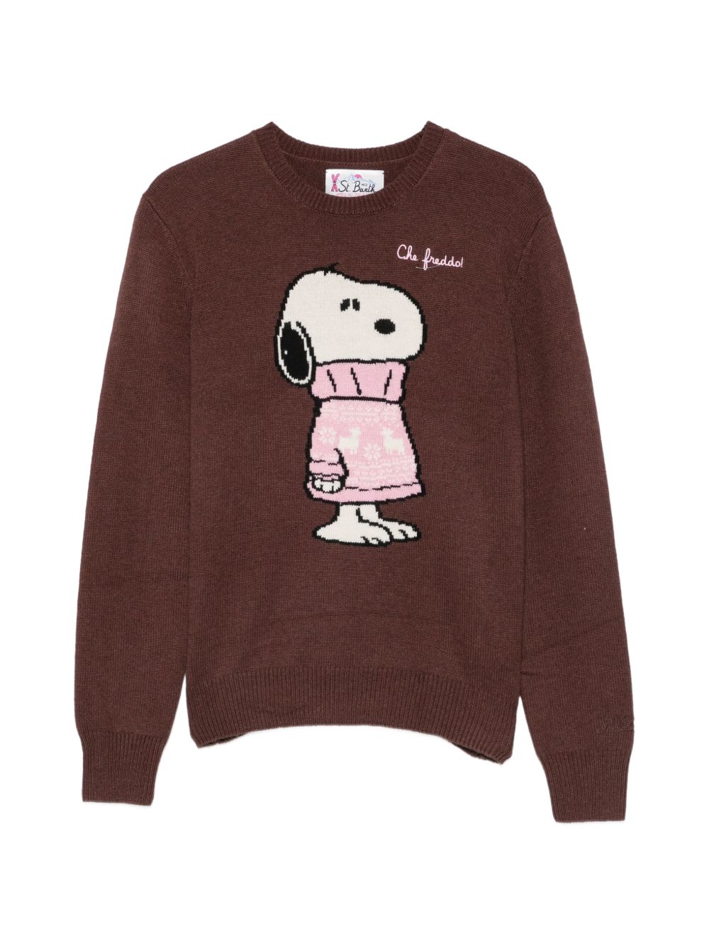 Maglione con Snoopy marrone QUE0010 01774M MC2 SAINT BARTH 