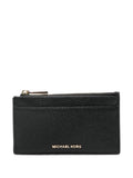 Portacarte con zip in pelle nero