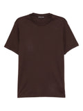 T-shirt con logo ricamato marrone