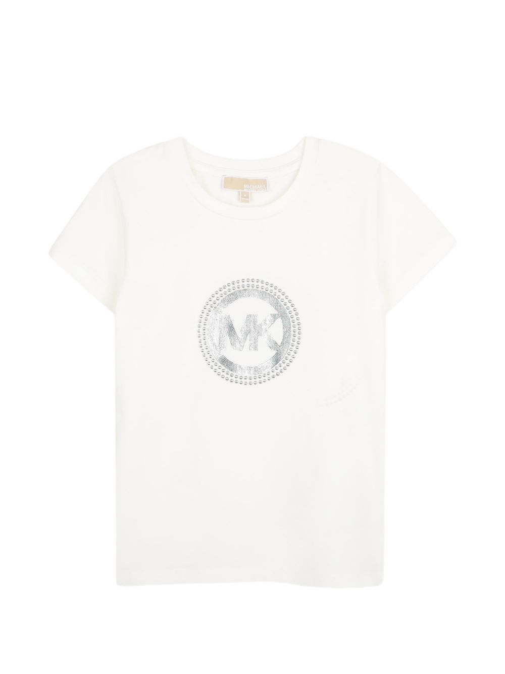 Short-sleeved t-shirt in jersey (96% co, 4% ea). "mk charm" illustrazione in effetto metallizzato stampa sul davanti. This garment contains cotton from organic farming. R30690 117 MICHAEL KORS KIDS 
