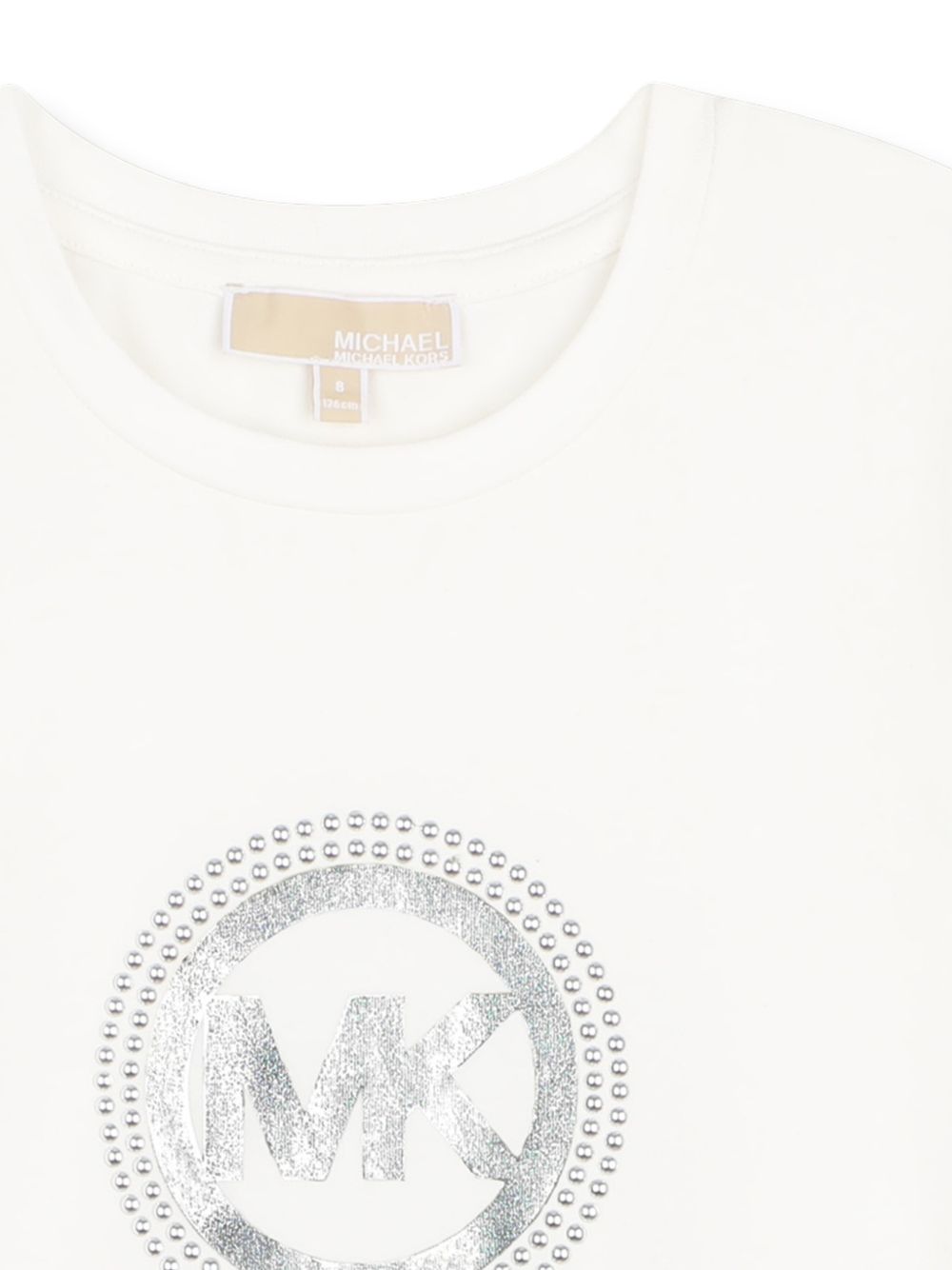 Short-sleeved t-shirt in jersey (96% co, 4% ea). "mk charm" illustrazione in effetto metallizzato stampa sul davanti. This garment contains cotton from organic farming. R30690 117 MICHAEL KORS KIDS 