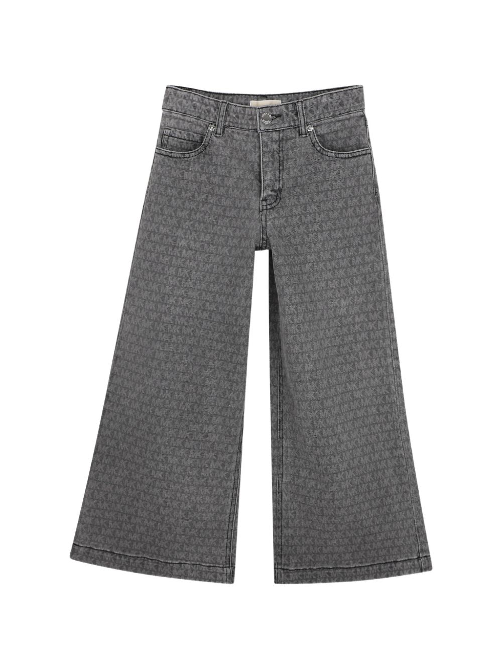 Pantaloni in denim (99% co, 1% ea) con "mk signature" all-over illustrazione in laser treatment. Regolabile fascia in vita until 10y. Zip e branded button chiusura sul davanti. Tasche sul davanti e sul retro. R30703 Z11 MICHAEL KORS KIDS 